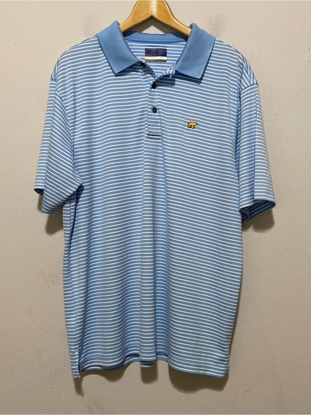 Jack Nicklaus Golf Polo Shirt Mens XL Blue/White Stripe StayDri  Golden Bear